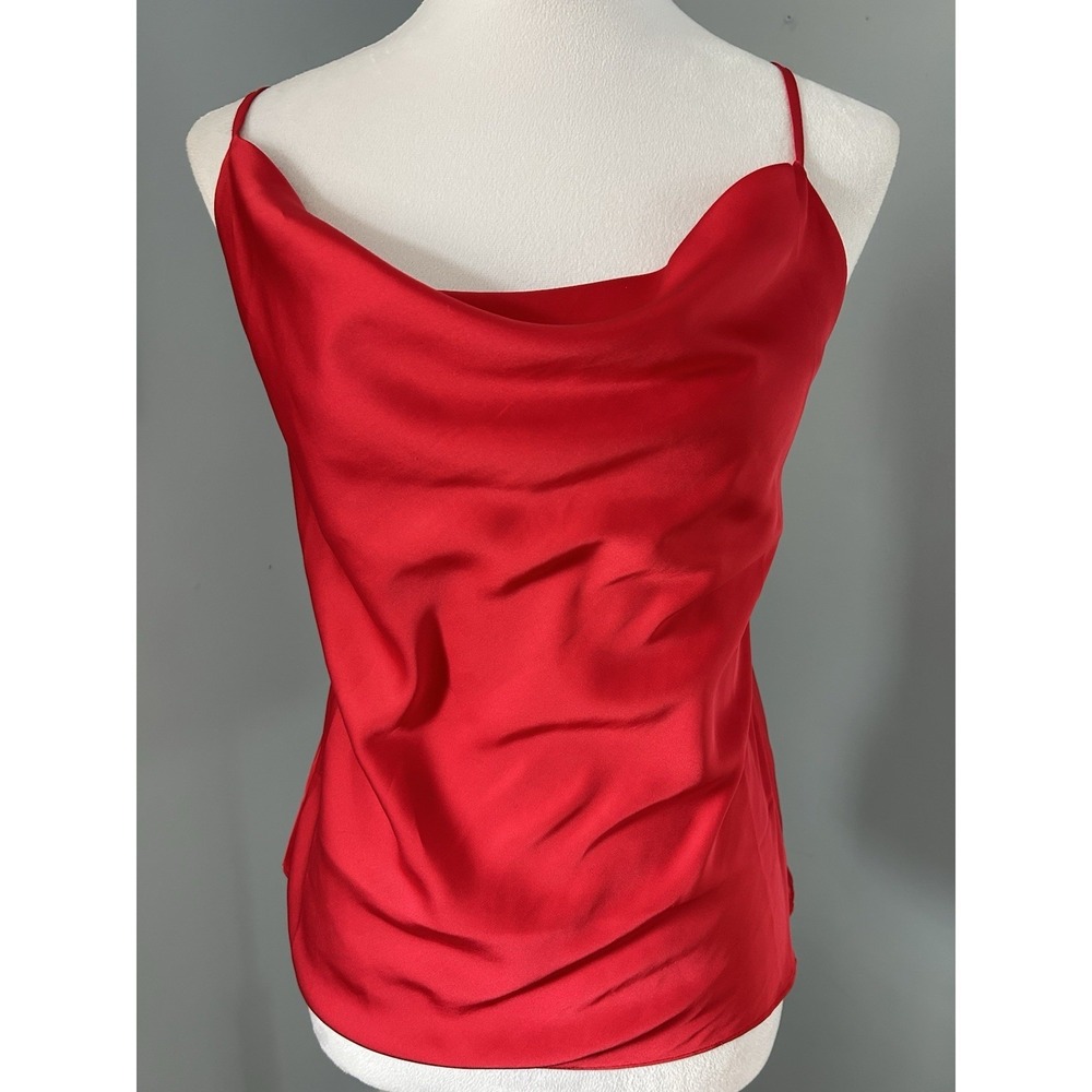 The Drop Women's Cowl-Neck Red Cami Silky Top Classic Small Adjustable‎ Straps